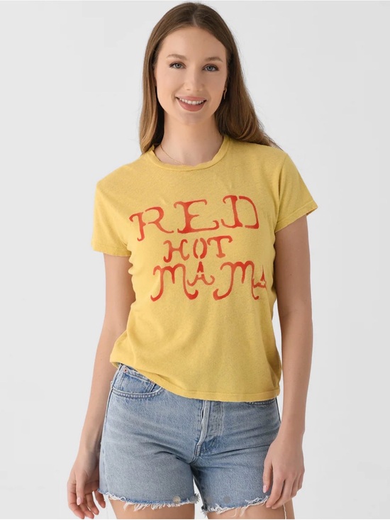 MOTHER Tops - MOTHER The Sinful "Red Hot Mama" Graphic Tee – S- Yellow/Red- MSRP $130